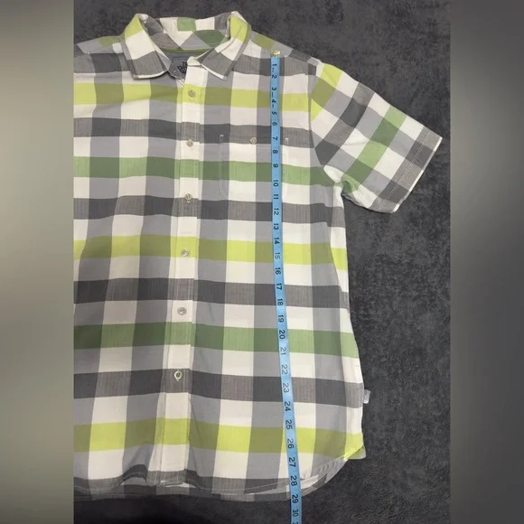 The North Face Men's Casual Plaid Shirt - Gray, White, Lime - Picture 6 of 10